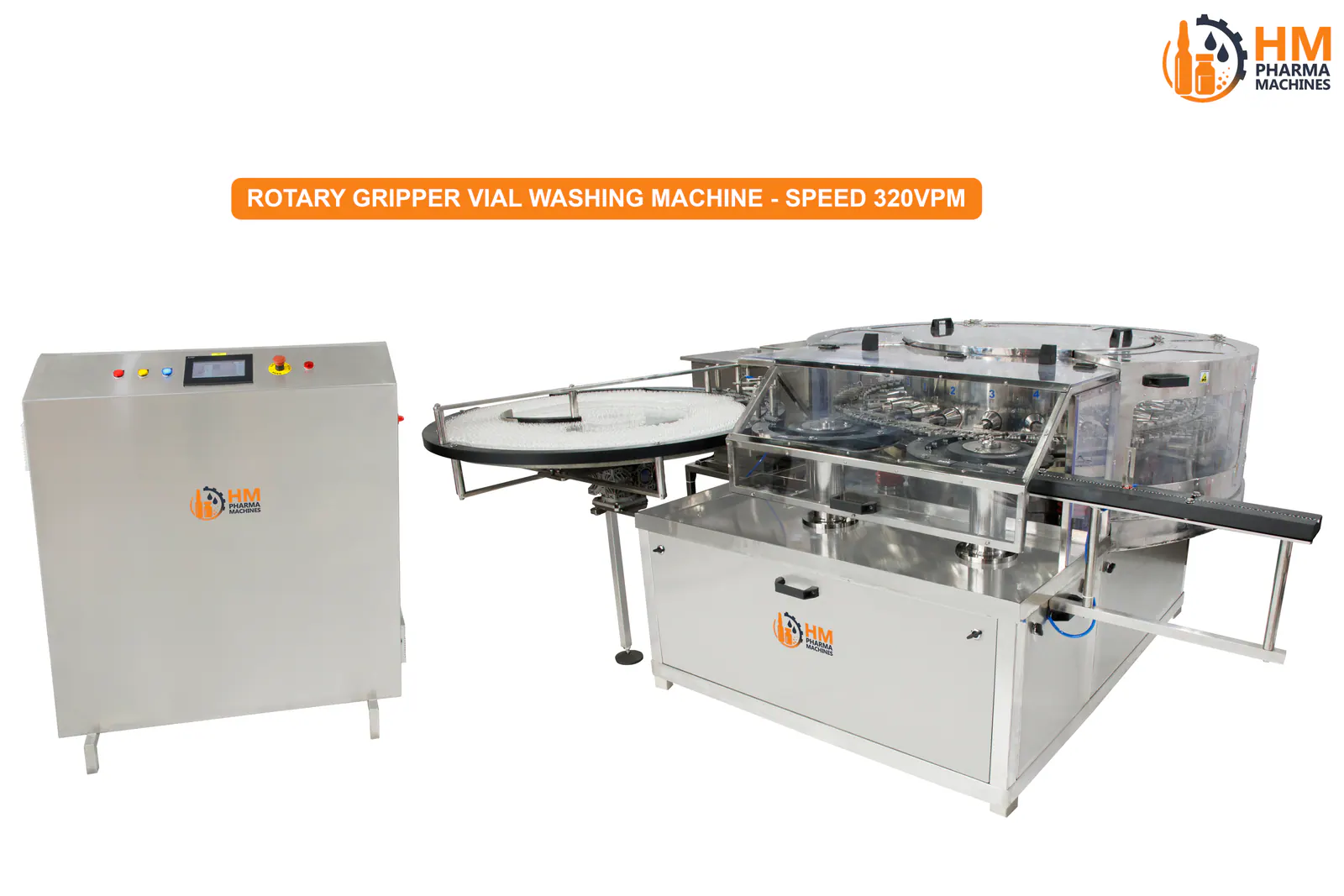 Rotary gripper vial washing machine with 320 VPM model
