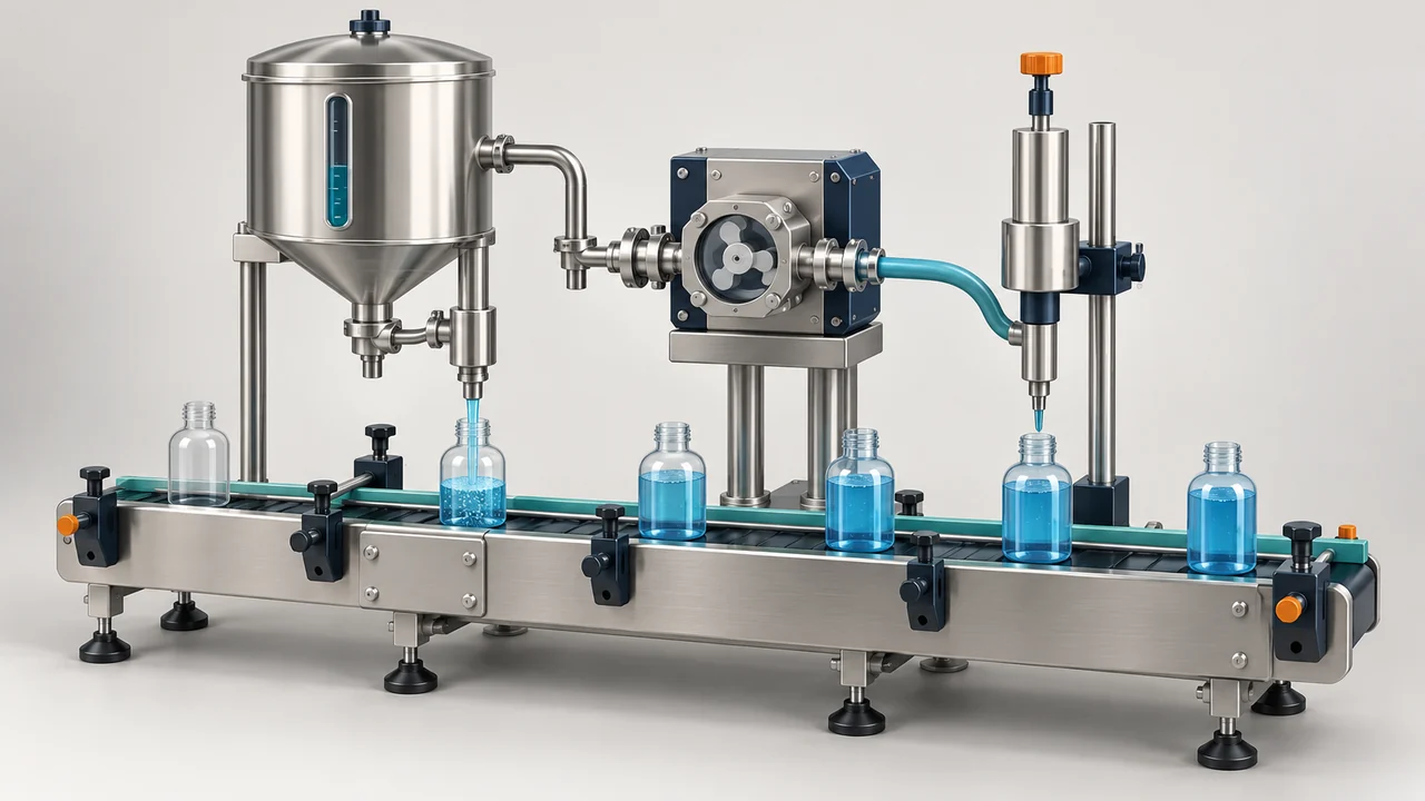 AI-generated conceptual illustration of Flowmeter, Volumetric and Gravity Filling: What to Test Before Ordering; final configuration varies.