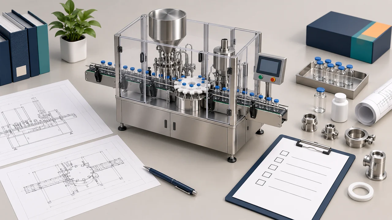 AI-generated conceptual illustration of Pharma Machine Quotation in India: Compare Scope, Cost and Documentation; final configuration varies.