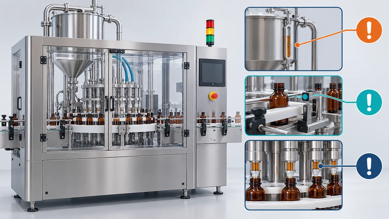 AI-generated conceptual illustration of a syrup filler readiness display beside a product supply and cycle-event record
