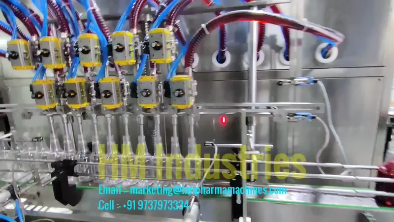 Frame from the H M Pharma Machines syrup-filling demonstration