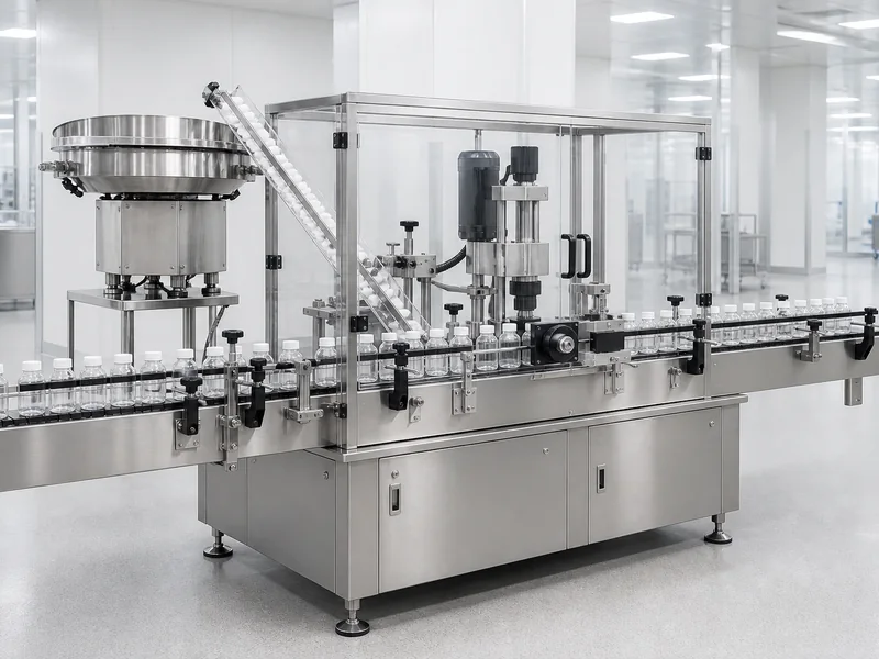 AI-generated conceptual visualization of Linear Type Capping Machine; final machine configuration may vary